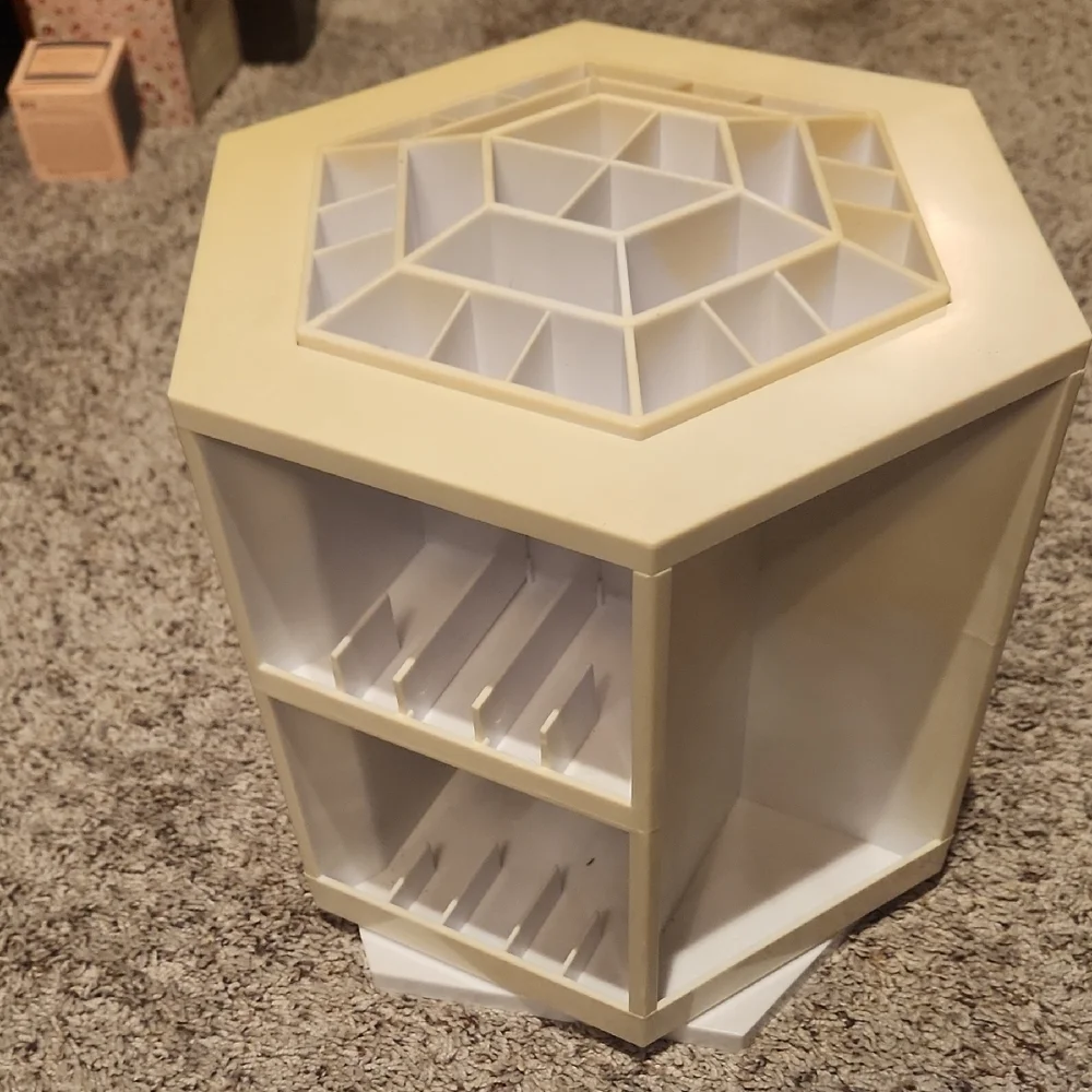 QVC Cream Rotating Makeup Organizer